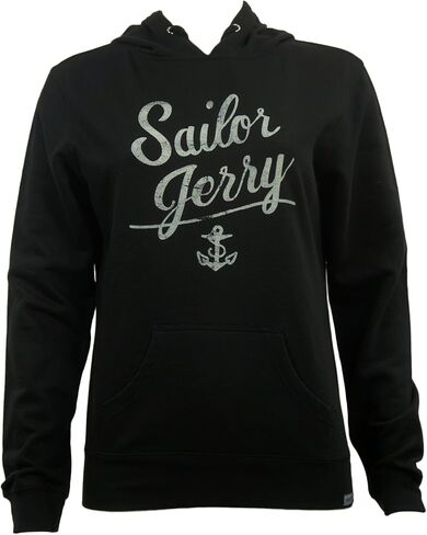 Sailor Jerry Women's Script White Font Pullover Hoodie Black S in Saudi Arabia