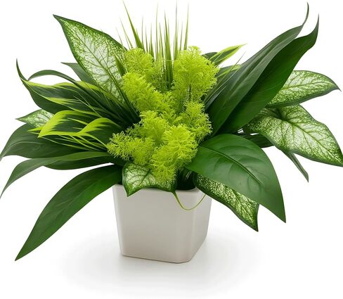 Trivon 18 Bundles Artificial Plants Outdoor, Fake Outdoor Plant Bushes with UV Resistant Greenery, Faux Leaves Stems, Realistic Decorative for Patio Garden, Yard, Porch & Fake Green in Saudi Arabia