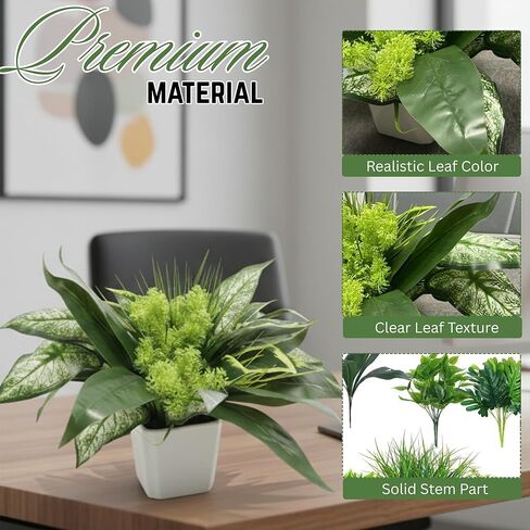 Trivon 18 Bundles Artificial Plants Outdoor, Fake Outdoor Plant Bushes with UV Resistant Greenery, Faux Leaves Stems, Realistic Decorative for Patio Garden, Yard, Porch & Fake Green in Saudi Arabia