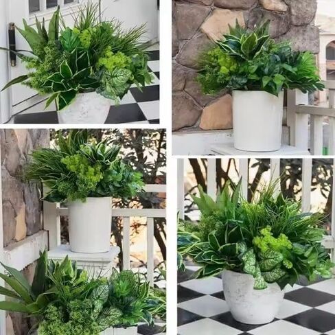 Trivon 18 Bundles Artificial Plants Outdoor, Fake Outdoor Plant Bushes with UV Resistant Greenery, Faux Leaves Stems, Realistic Decorative for Patio Garden, Yard, Porch & Fake Green in Saudi Arabia