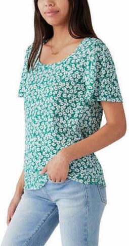Lucky Brand Ladies' Flutter Sleeve Top (US, Alpha, Large, Regular, Regular, Green Multi) in Saudi Arabia