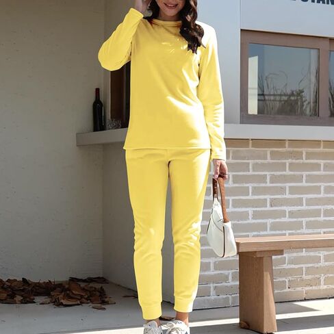 WWPPAION Fleece Pajamas Women Set Casual Sherpa Lined Fuzzy Pajama Soft Fall Winter Outfits Warm Cozy Thermal Lounge Set in Saudi Arabia