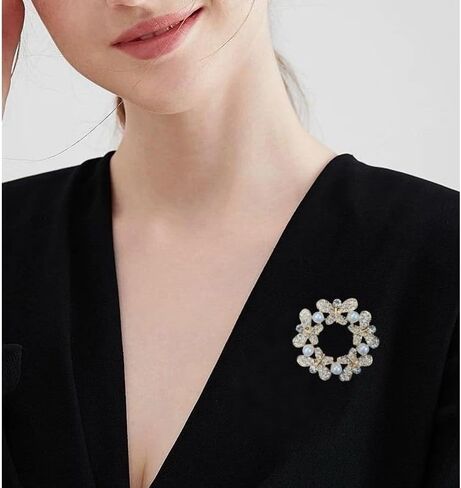 Gold Hoop Pearl Brooch Pins Enamel Brooches for Women Jewelry Accessories Backpack Coat Dress Scarf Hat Bag Wedding Party Friendship Gifts for Women Christmas Gifts in Saudi Arabia