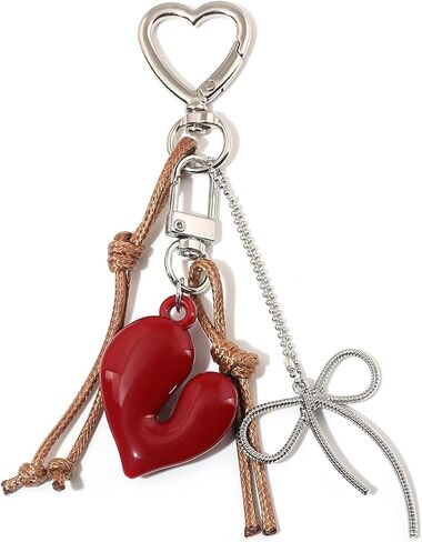 SORGERLY Heart Bow Charm Keychain - Y2K Key Chain, Cute Bag Purse Charms for Handbags Accessories - Jewelry Gift for Women in Kuwait