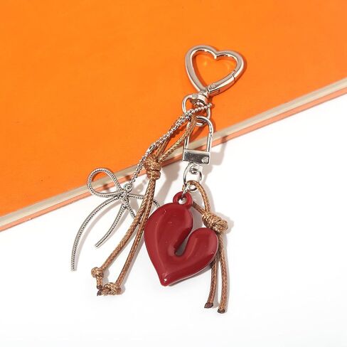 SORGERLY Heart Bow Charm Keychain - Y2K Key Chain, Cute Bag Purse Charms for Handbags Accessories - Jewelry Gift for Women in Kuwait