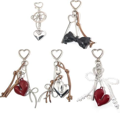SORGERLY Heart Bow Charm Keychain - Y2K Key Chain, Cute Bag Purse Charms for Handbags Accessories - Jewelry Gift for Women in Kuwait