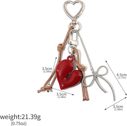 SORGERLY Heart Bow Charm Keychain - Y2K Key Chain, Cute Bag Purse Charms for Handbags Accessories - Jewelry Gift for Women in Kuwait