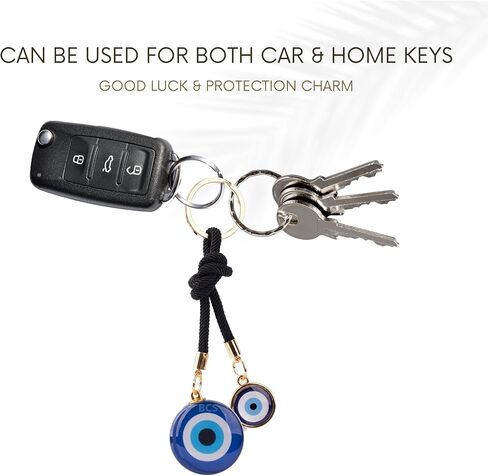 BCS Evil Eye Keychain Bag Charm - Good Luck & Protection Amulet - Car Keyring Purse Accessories for Women in Saudi Arabia