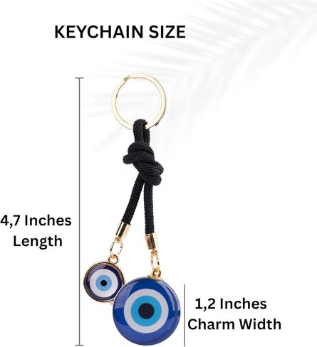 BCS Evil Eye Keychain Bag Charm - Good Luck & Protection Amulet - Car Keyring Purse Accessories for Women in Saudi Arabia