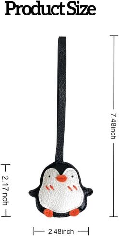 BRIWAD Cute Black Leather Bag Charm,Kawaii Penguin Animal Tote Bag Backpack Charms Accessories,Unique Penguin Gifts for Women in Saudi Arabia