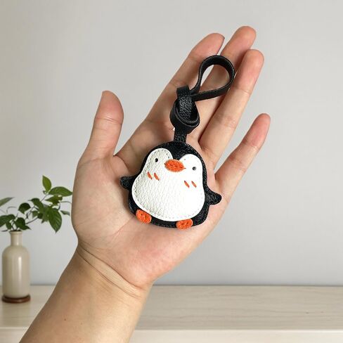 BRIWAD Cute Black Leather Bag Charm,Kawaii Penguin Animal Tote Bag Backpack Charms Accessories,Unique Penguin Gifts for Women in Saudi Arabia