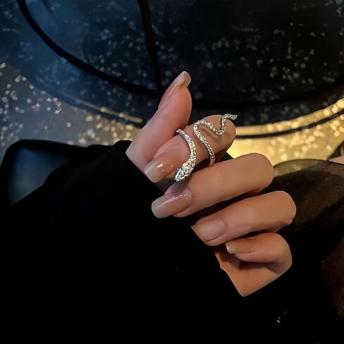 Adjustable Snake Ring for Women,Silver-Plated Open-Finger Ring, Fashionable & Chic Design in Saudi Arabia