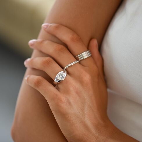 Aurelia Mae Women's Wide Band Round-Cut 2 Carat CZ Ring | Large Gold Chunky Bezel Halo Statement Ring in Saudi Arabia