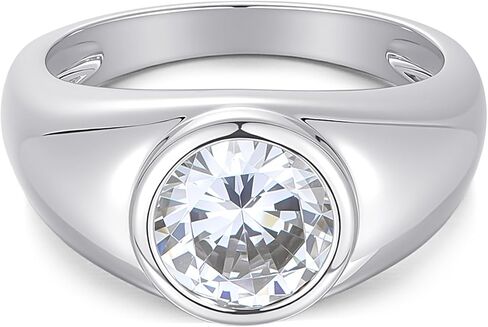 Aurelia Mae Women's Wide Band Round-Cut 2 Carat CZ Ring | Large Gold Chunky Bezel Halo Statement Ring in Saudi Arabia