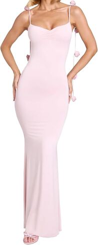 Women's Sexy Maxi Dress Summer Elegant Floral Bodycon Spaghetti Strap Sleeveless Backless Fishtail Long Dress in Saudi Arabia