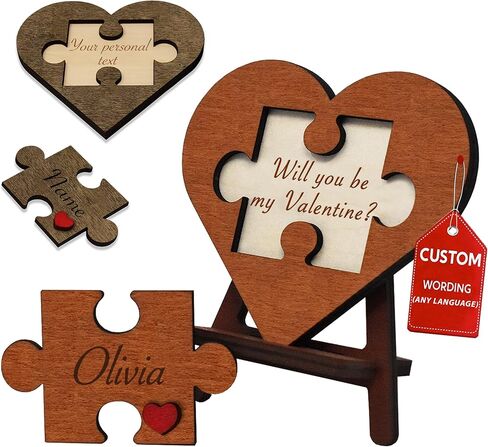 Personalized Will You Be My Valentine Sign - Engraved Wooden Plaque Custom Valentines Gifts For Her Him, Ask to Be Valentines For Women, Customized San Valentine Jigsaw Puzzle Heart Proposal Idea Day in Saudi Arabia