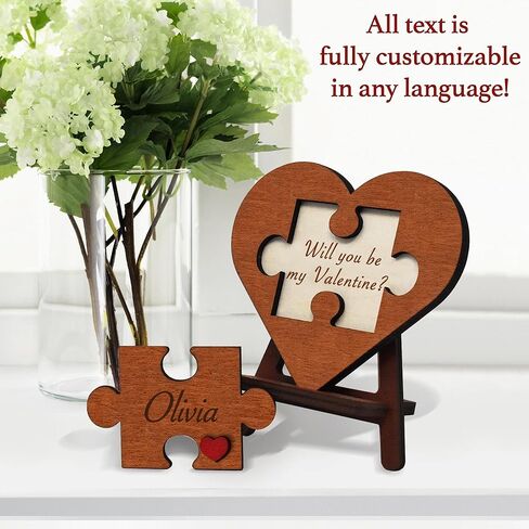Personalized Will You Be My Valentine Sign - Engraved Wooden Plaque Custom Valentines Gifts For Her Him, Ask to Be Valentines For Women, Customized San Valentine Jigsaw Puzzle Heart Proposal Idea Day in Saudi Arabia