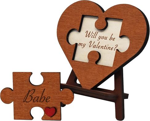 Personalized Will You Be My Valentine Sign - Engraved Wooden Plaque Custom Valentines Gifts For Her Him, Ask to Be Valentines For Women, Customized San Valentine Jigsaw Puzzle Heart Proposal Idea Day in Saudi Arabia