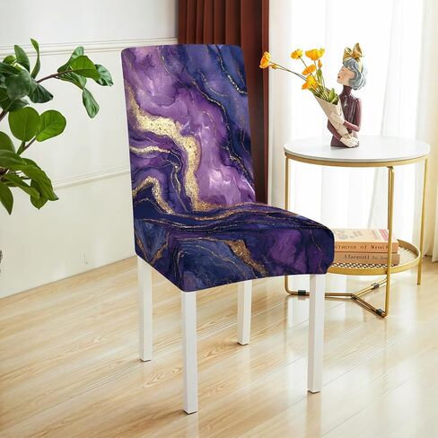Chair Covers Slipcovers Set of 4, Spandex Super Fit Stretch Removable Washable Anti-dust Chair Seat Cover for Kitchen,Wedding,Party (4, Purple) in Saudi Arabia