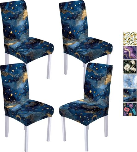 Chair Covers Slipcovers Set of 4, Spandex Super Fit Stretch Removable Washable Anti-dust Chair Seat Cover for Kitchen,Wedding,Party (4, Purple) in Saudi Arabia