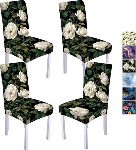 Chair Covers Slipcovers Set of 4, Spandex Super Fit Stretch Removable Washable Anti-dust Chair Seat Cover for Kitchen,Wedding,Party (4, Purple) in Saudi Arabia
