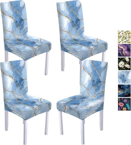 Chair Covers Slipcovers Set of 4, Spandex Super Fit Stretch Removable Washable Anti-dust Chair Seat Cover for Kitchen,Wedding,Party (4, Purple) in Saudi Arabia