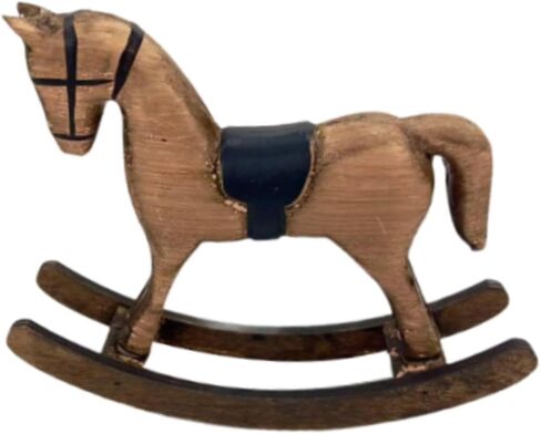 Rocking Horse Figurine Animal Sculpture Wood Vintage Decorative Statue Tabletop Ornament for Fireplace Table Centerpiece Desk, Brown in Saudi Arabia