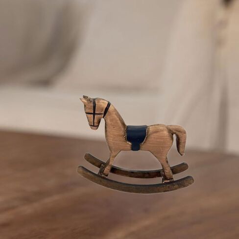 Rocking Horse Figurine Animal Sculpture Wood Vintage Decorative Statue Tabletop Ornament for Fireplace Table Centerpiece Desk, Brown in Saudi Arabia