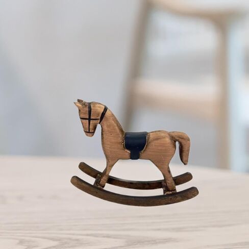 Rocking Horse Figurine Animal Sculpture Wood Vintage Decorative Statue Tabletop Ornament for Fireplace Table Centerpiece Desk, Brown in Saudi Arabia