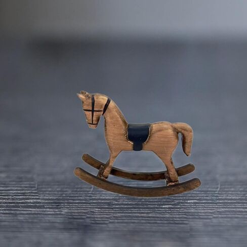 Rocking Horse Figurine Animal Sculpture Wood Vintage Decorative Statue Tabletop Ornament for Fireplace Table Centerpiece Desk, Brown in Saudi Arabia