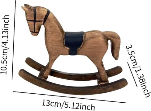 Rocking Horse Figurine Animal Sculpture Wood Vintage Decorative Statue Tabletop Ornament for Fireplace Table Centerpiece Desk, Brown in Saudi Arabia