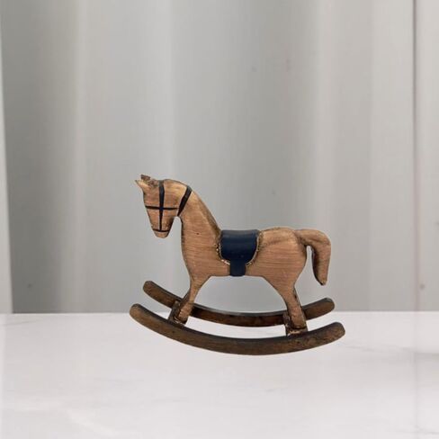 Rocking Horse Figurine Animal Sculpture Wood Vintage Decorative Statue Tabletop Ornament for Fireplace Table Centerpiece Desk, Brown in Saudi Arabia