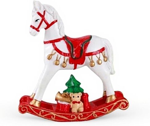 Rocking Horse Figurine Animal Sculpture Wood Vintage Decorative Statue Tabletop Ornament for Fireplace Table Centerpiece Desk, Brown in Saudi Arabia