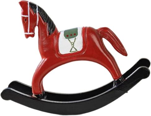 Rocking Horse Figurine Animal Sculpture Wood Vintage Decorative Statue Tabletop Ornament for Fireplace Table Centerpiece Desk, Brown in Saudi Arabia