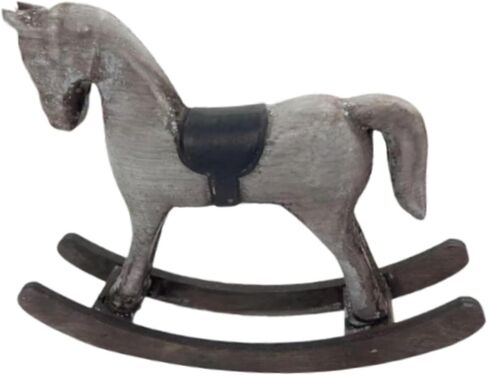 Rocking Horse Figurine Animal Sculpture Wood Vintage Decorative Statue Tabletop Ornament for Fireplace Table Centerpiece Desk, Brown in Saudi Arabia