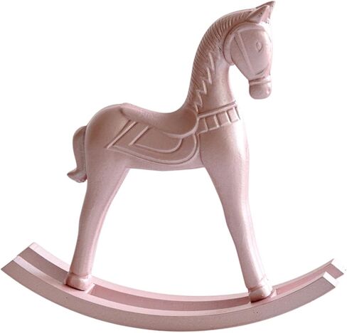 Rocking Horse Figurine Animal Sculpture Wood Vintage Decorative Statue Tabletop Ornament for Fireplace Table Centerpiece Desk, Brown in Saudi Arabia