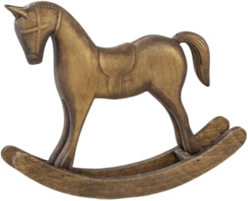 Rocking Horse Figurine Animal Sculpture Wood Vintage Decorative Statue Tabletop Ornament for Fireplace Table Centerpiece Desk, Brown in Saudi Arabia
