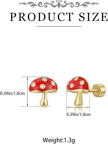 Dr's gift Mushroom Earrings Hypoallergenic 14K Plated Gold Studs Mushroom Earring Personality Jewelry Gifts for Women in Saudi Arabia