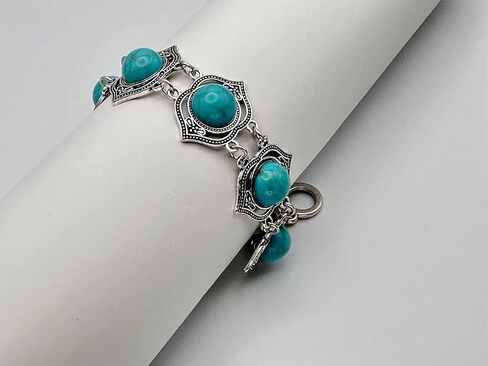 Myrish Boho Retro Turquoise Chunky Jewelry Set – Pendant, Earrings & Bracelet for Women – Handmade Bohemian Statement Accessories in Saudi Arabia