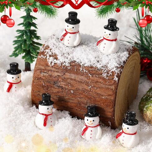 GGSTDDUP 50 Pcs Winter Mini Resin Snowman Mini Black Hat Snowman Figurines Winter Miniature Figurines for DIY Cake Decoration Ornaments Crafts Moss Landscape in Saudi Arabia
