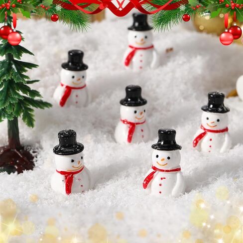 GGSTDDUP 50 Pcs Winter Mini Resin Snowman Mini Black Hat Snowman Figurines Winter Miniature Figurines for DIY Cake Decoration Ornaments Crafts Moss Landscape in Saudi Arabia