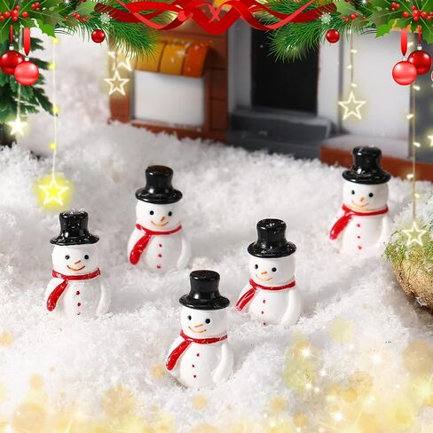 GGSTDDUP 50 Pcs Winter Mini Resin Snowman Mini Black Hat Snowman Figurines Winter Miniature Figurines for DIY Cake Decoration Ornaments Crafts Moss Landscape in Saudi Arabia