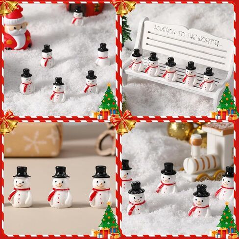 GGSTDDUP 50 Pcs Winter Mini Resin Snowman Mini Black Hat Snowman Figurines Winter Miniature Figurines for DIY Cake Decoration Ornaments Crafts Moss Landscape in Saudi Arabia