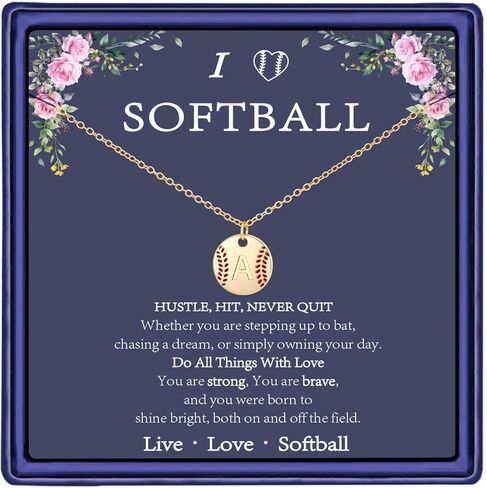 gnamy softball الأولي a-z القلائد للنساء الفتيات، 14 كيلو مطلية بالذهب حرف القرص قلادة قلادة لذيذ عيد الحب هدايا مجوهرات عيد ميلاد لها الفتيات في سن المراهقة فريق اللاعبين المدرب in Kuwait