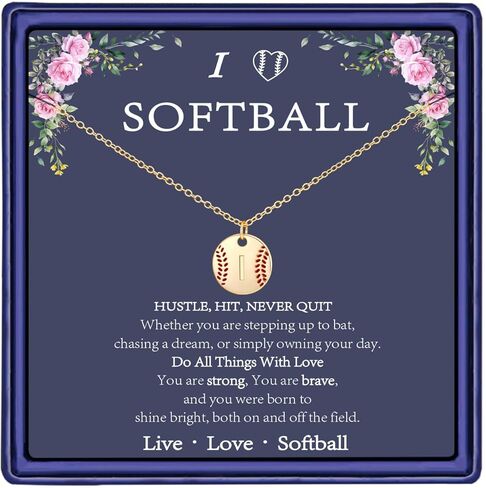 gnamy softball الأولي a-z القلائد للنساء الفتيات، 14 كيلو مطلية بالذهب حرف القرص قلادة قلادة لذيذ عيد الحب هدايا مجوهرات عيد ميلاد لها الفتيات في سن المراهقة فريق اللاعبين المدرب in Kuwait