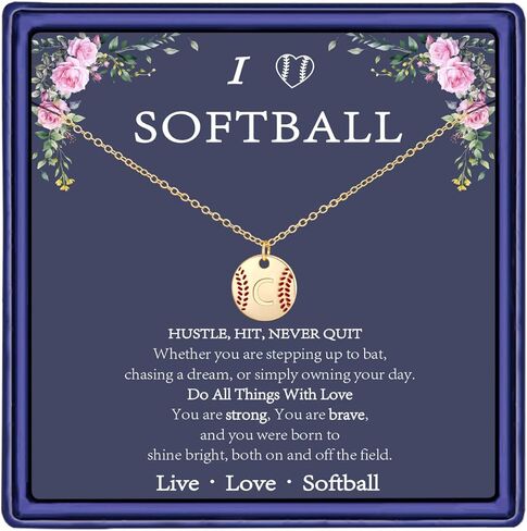 gnamy softball الأولي a-z القلائد للنساء الفتيات، 14 كيلو مطلية بالذهب حرف القرص قلادة قلادة لذيذ عيد الحب هدايا مجوهرات عيد ميلاد لها الفتيات في سن المراهقة فريق اللاعبين المدرب in Kuwait