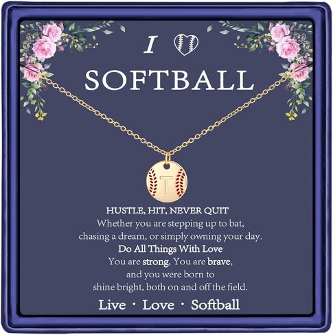 gnamy softball الأولي a-z القلائد للنساء الفتيات، 14 كيلو مطلية بالذهب حرف القرص قلادة قلادة لذيذ عيد الحب هدايا مجوهرات عيد ميلاد لها الفتيات في سن المراهقة فريق اللاعبين المدرب in Kuwait