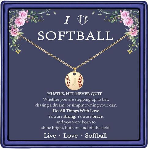 gnamy softball الأولي a-z القلائد للنساء الفتيات، 14 كيلو مطلية بالذهب حرف القرص قلادة قلادة لذيذ عيد الحب هدايا مجوهرات عيد ميلاد لها الفتيات في سن المراهقة فريق اللاعبين المدرب in Kuwait