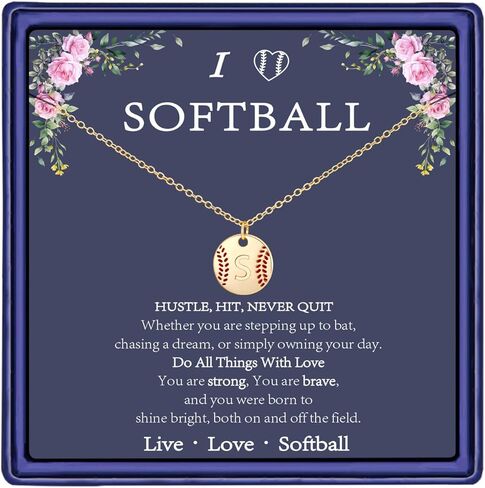 gnamy softball الأولي a-z القلائد للنساء الفتيات، 14 كيلو مطلية بالذهب حرف القرص قلادة قلادة لذيذ عيد الحب هدايا مجوهرات عيد ميلاد لها الفتيات في سن المراهقة فريق اللاعبين المدرب in Saudi Arabia