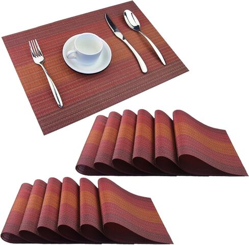 PIGCHCY Placemats,Washable Vinyl Woven Table Mats,Elegant Durable Placemats for Dining Table Set of 4 (18 x 12 inches, Pure Black) in Saudi Arabia